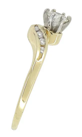 Cascading Diamonds Estate Engagement Ring in 14 Karat Yellow Gold