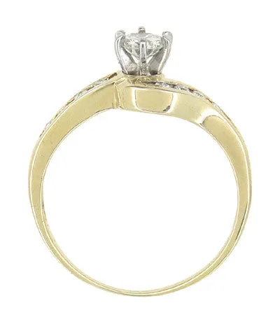 Cascading Diamonds Estate Engagement Ring in 14 Karat Yellow Gold