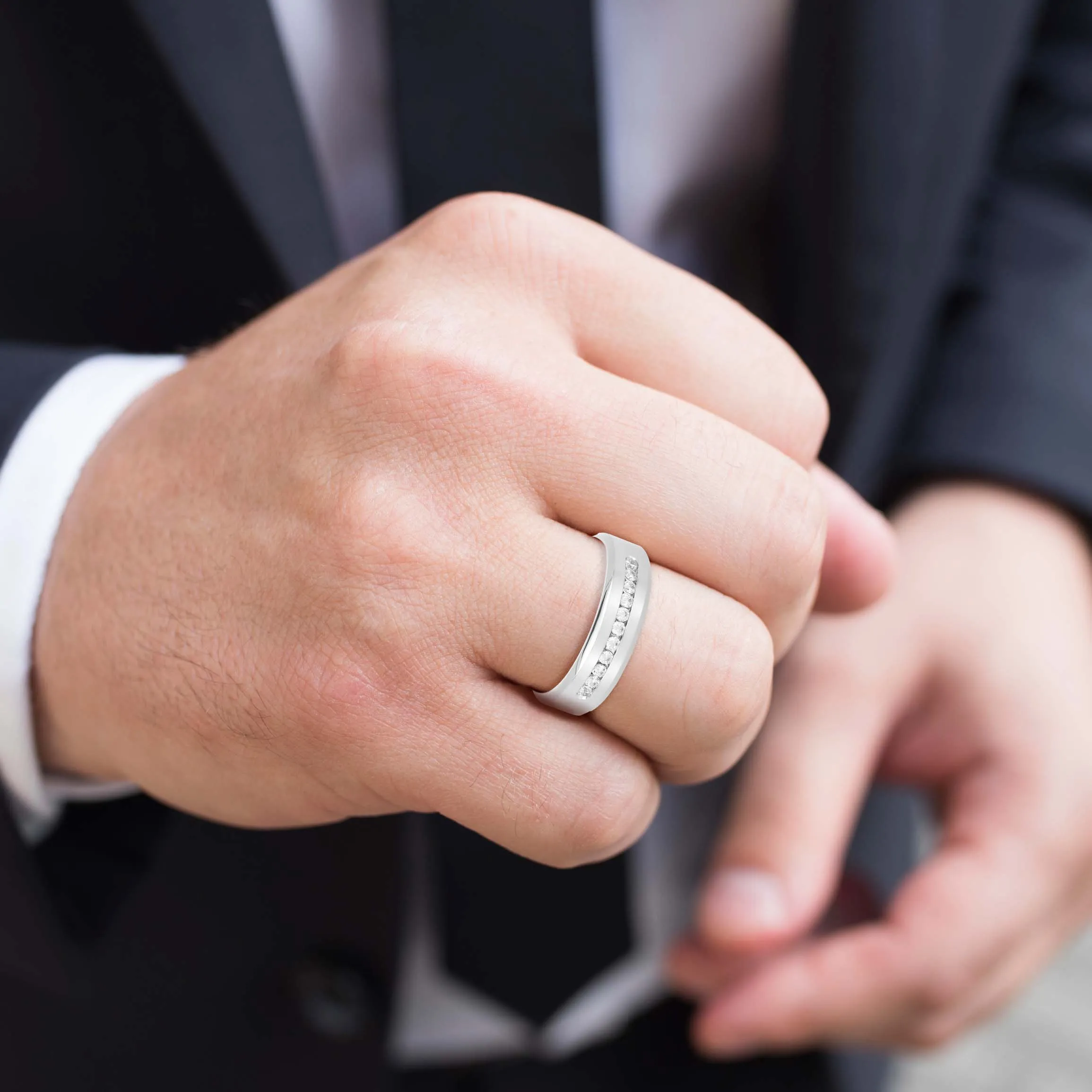 Channel Set Diamond Classic Men's Band