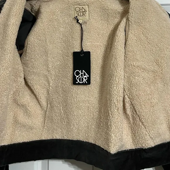 Chaser Trucker/Bomber Corduroy Sherpa Jacket Charcoal NWT