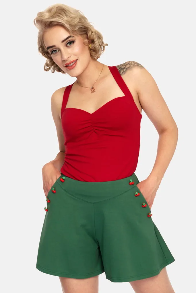 Cherry Button Swing Shorts
