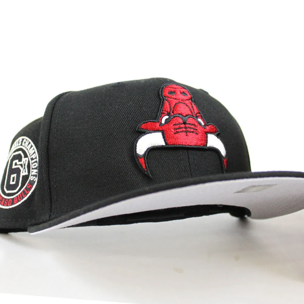 Chicago Bulls UPSIDE DOWN NBA CHAMP New Era 59fifty Fitted Hat (Black Gray Under Brim)
