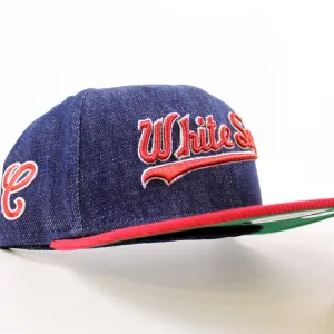Chicago White Sox New Era Fitted 59Fifty Hat (Denim Scarlet Green Under Brim)