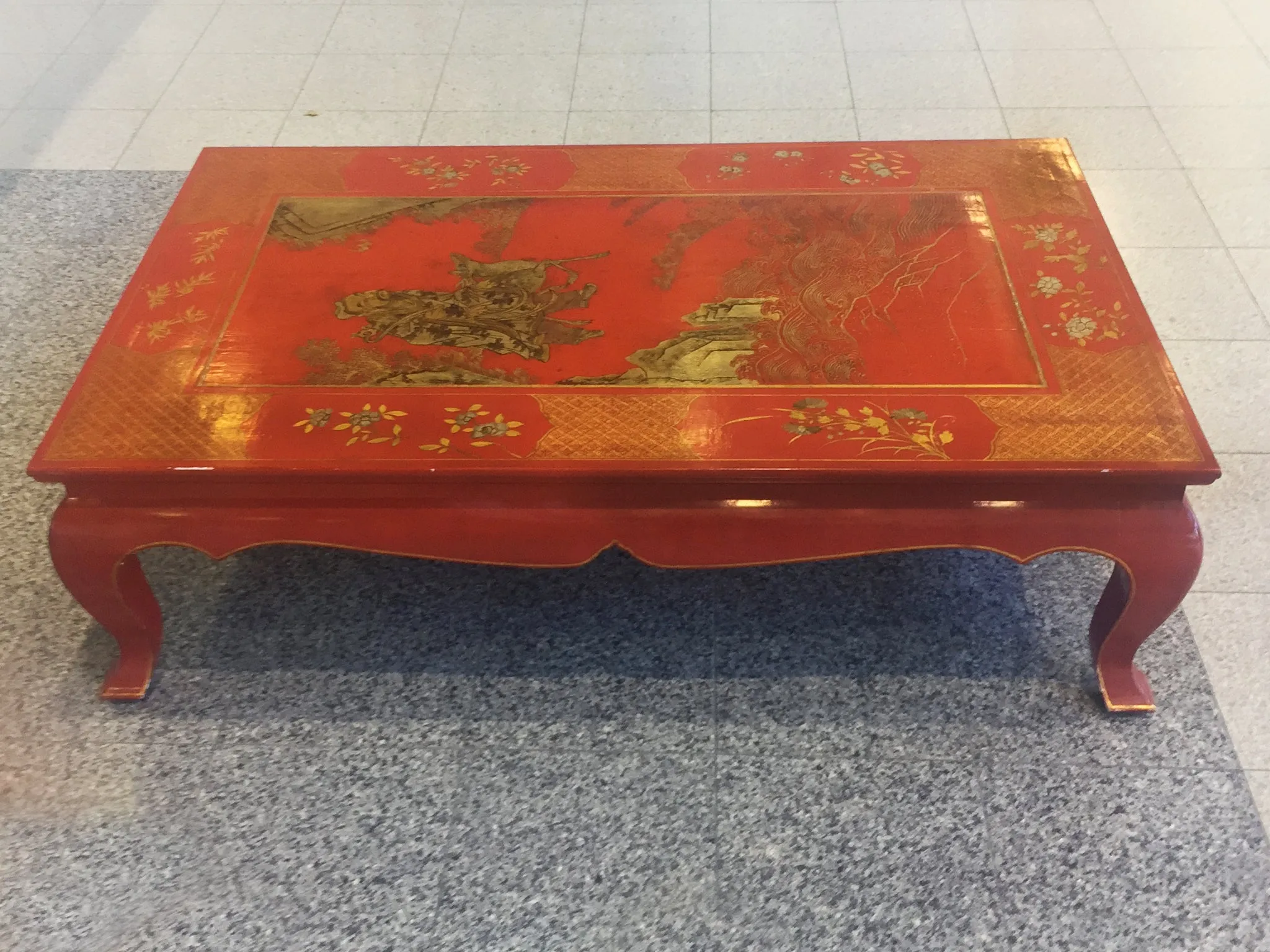 Chinese Lacquered & Hand-Painted Gilt Coffee Table - ON HOLD