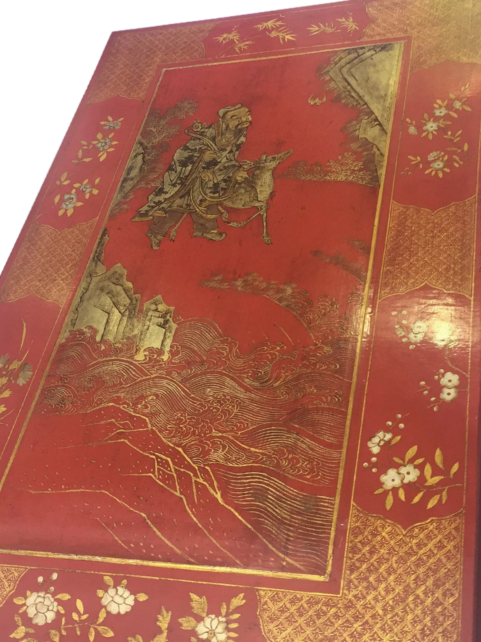 Chinese Lacquered & Hand-Painted Gilt Coffee Table - ON HOLD