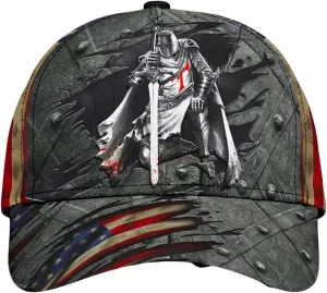 Christianartbag Hat, Personalized Name Classic Cap with Knight Jesus Design, Personalized Hat, Christian Hat, CABHAT08141223.