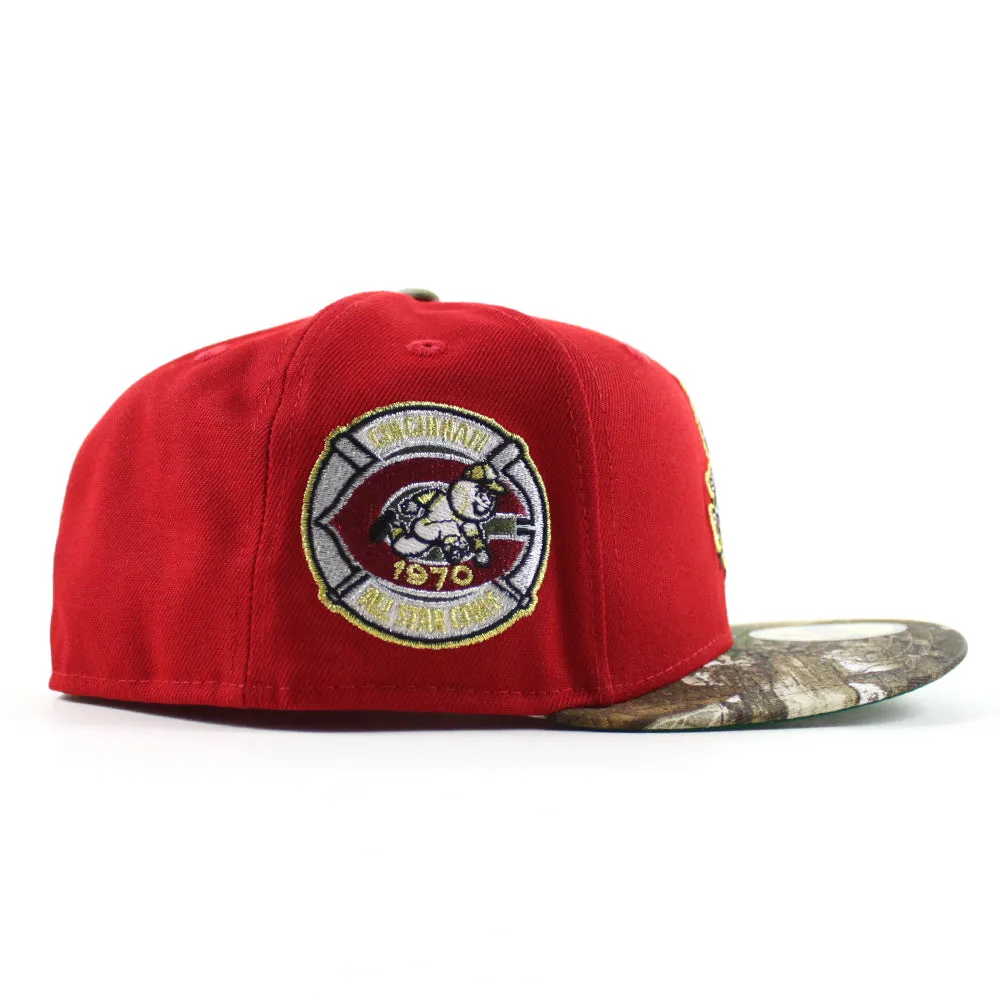 Cincinnati Reds 1970 All Star Game New Era 59Fifty Fitted Hat (Scarlet Red RealTree Camo Green Under Brim)