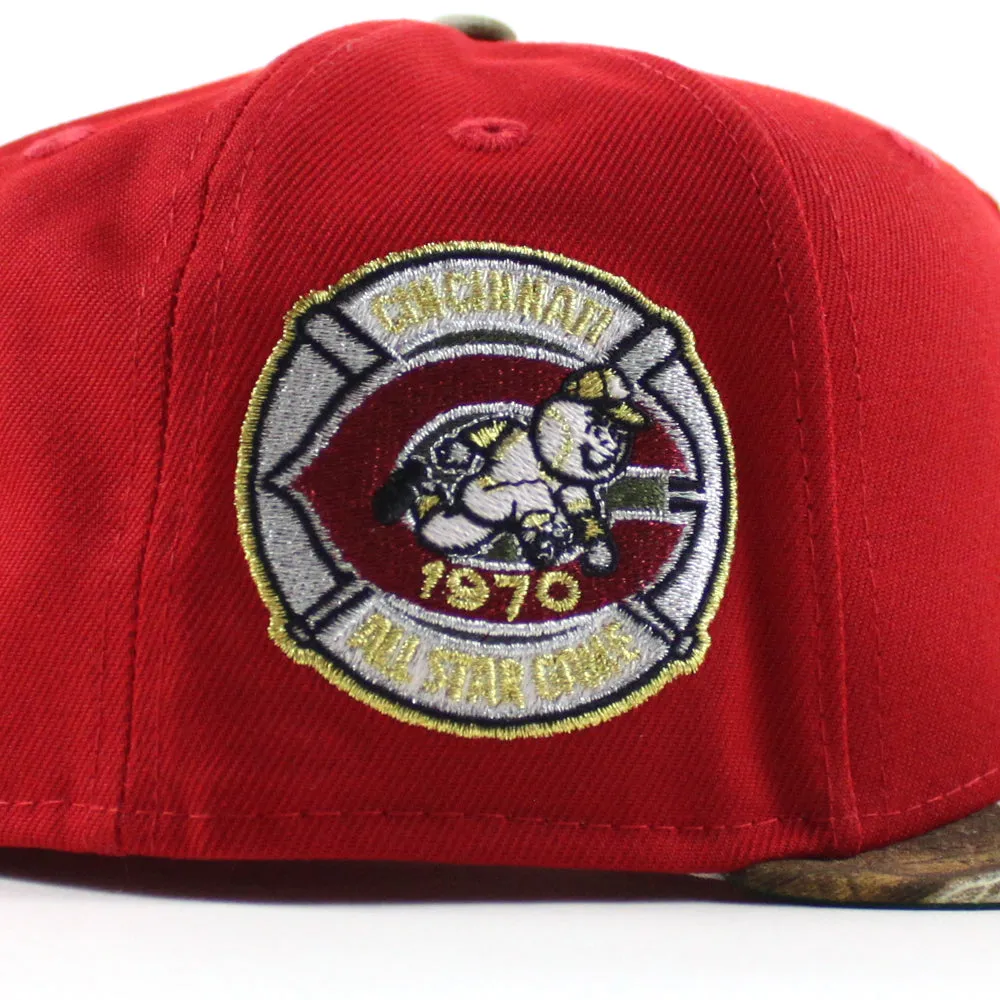 Cincinnati Reds 1970 All Star Game New Era 59Fifty Fitted Hat (Scarlet Red RealTree Camo Green Under Brim)