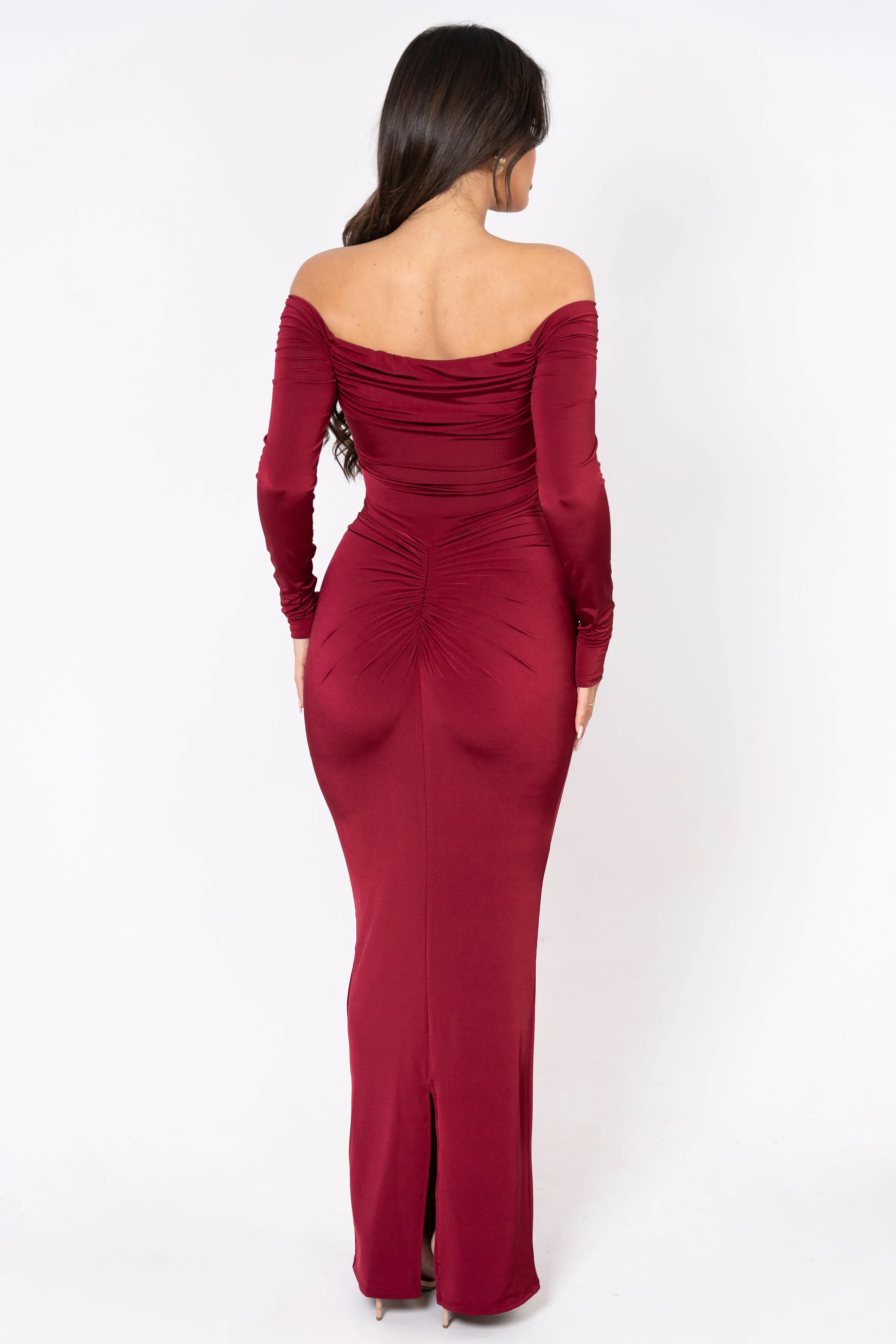 Clarina Burgundy Dress