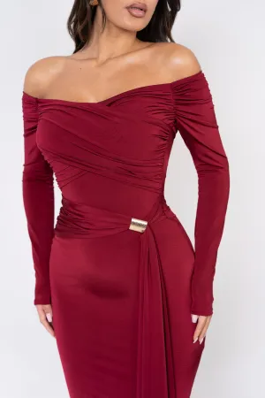 Clarina Burgundy Dress