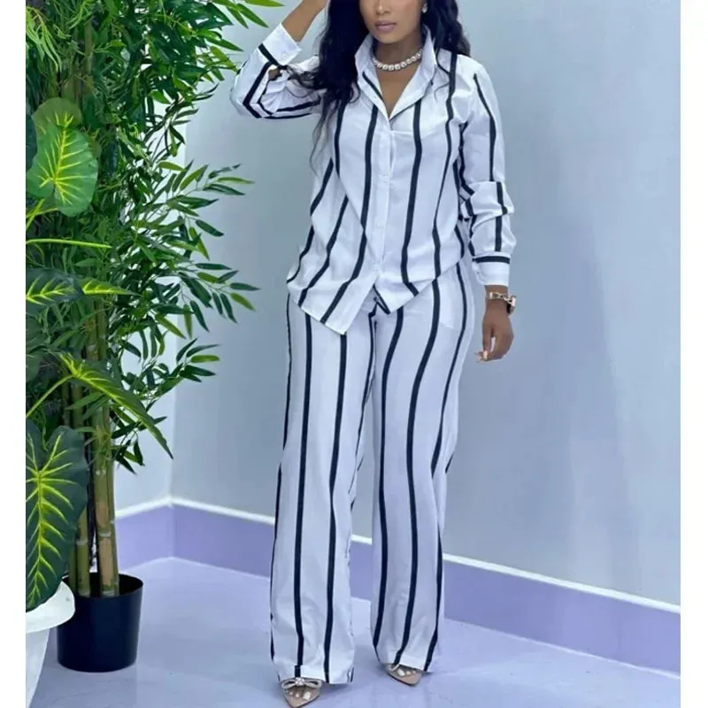 Clarisse – Elegant Stripe Two-Piece Lounge Set