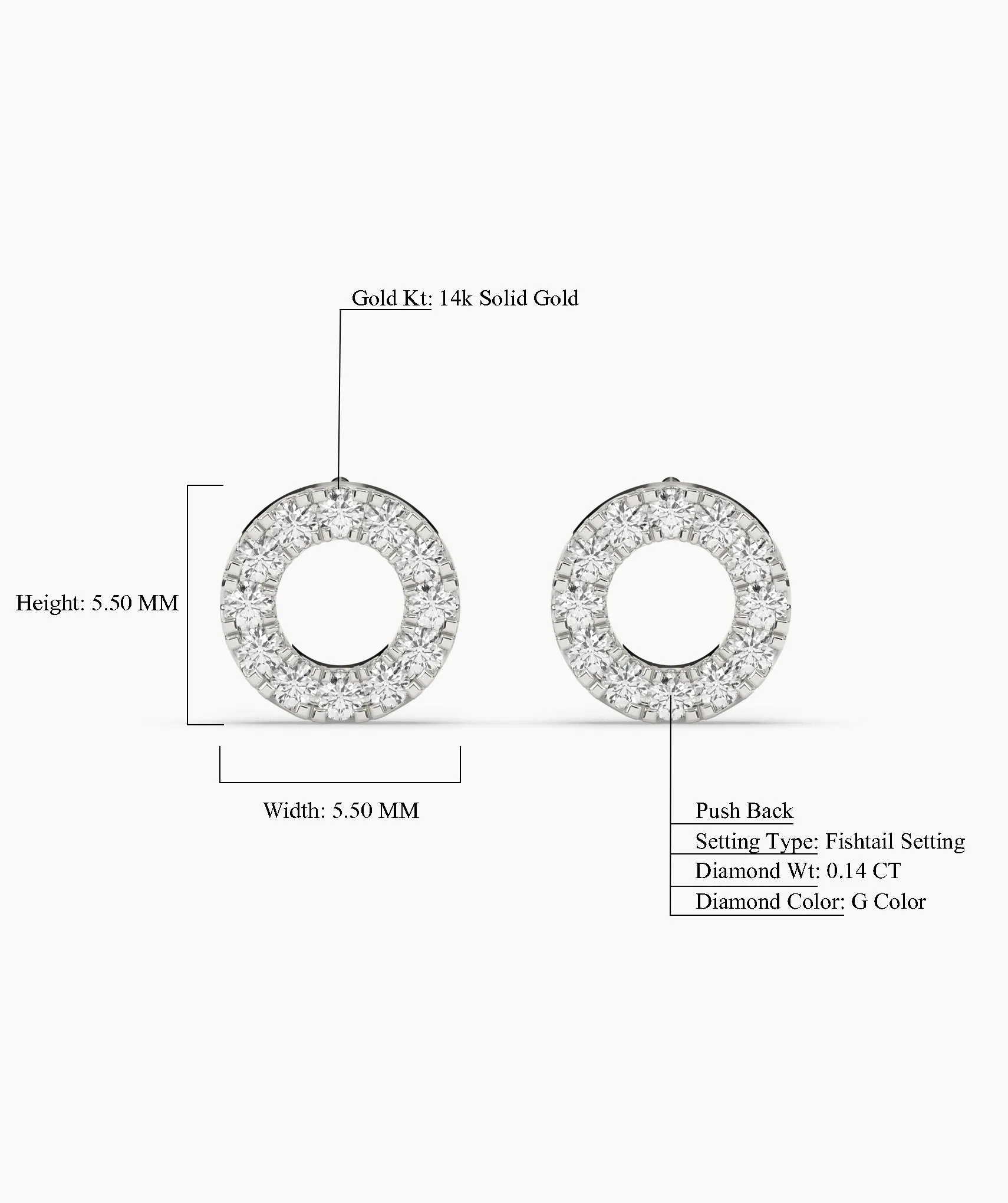 Classic Diamond Open Circle Earrings