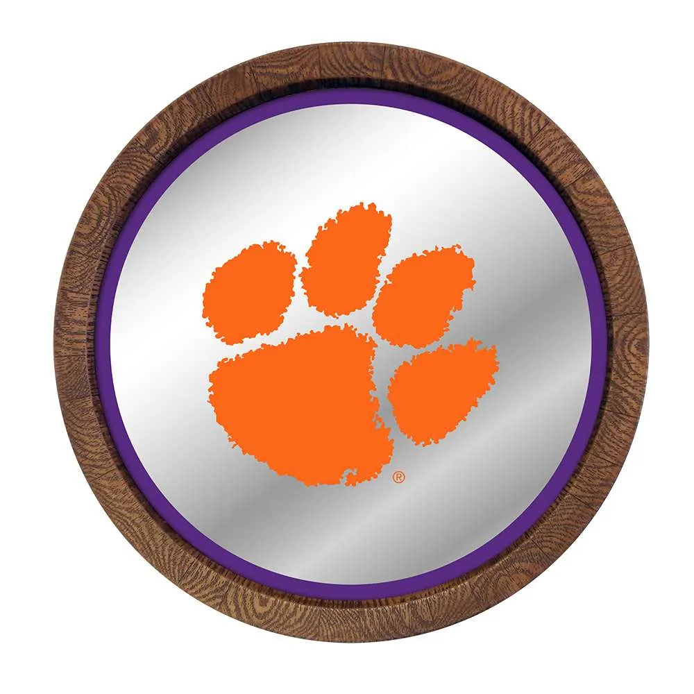 Clemson Tigers: Paw Print - Barrel Top Mirrored Wall Sign