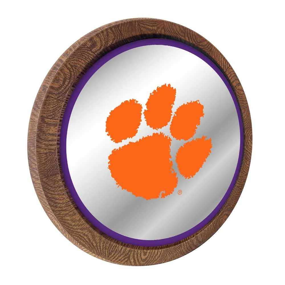 Clemson Tigers: Paw Print - Barrel Top Mirrored Wall Sign