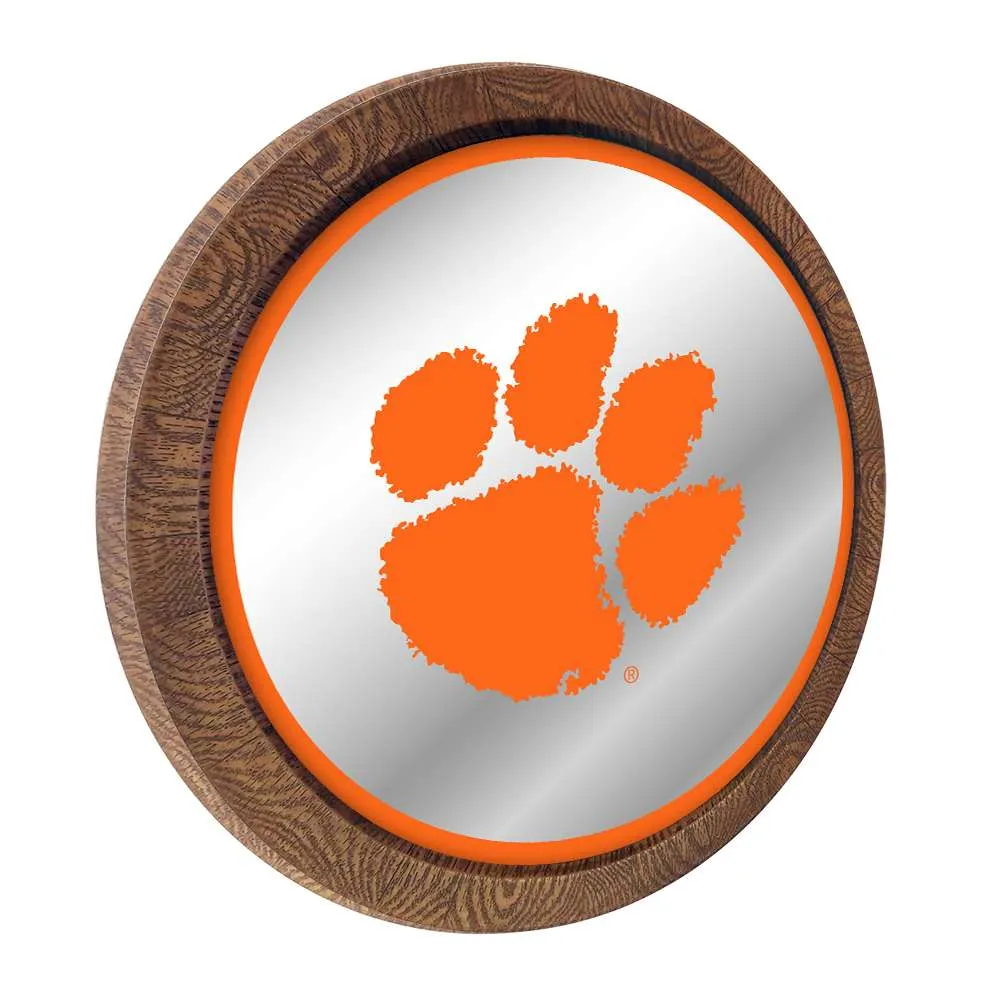 Clemson Tigers: Paw Print - Barrel Top Mirrored Wall Sign
