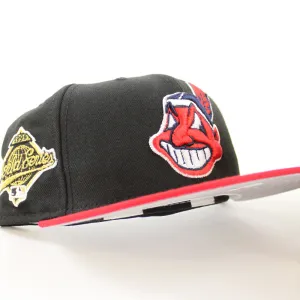 Cleveland Indians 1995 World Series New Era 59Fifty Fitted Hat (Black Red Gray Under Brim )