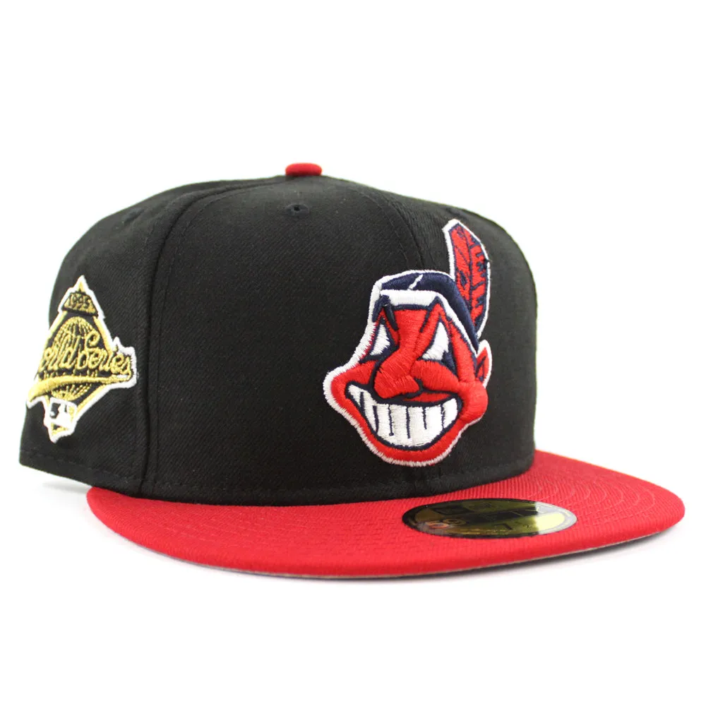 Cleveland Indians 1995 World Series New Era 59Fifty Fitted Hat (Black Red Gray Under Brim )