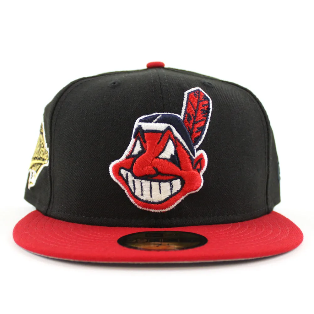 Cleveland Indians 1995 World Series New Era 59Fifty Fitted Hat (Black Red Gray Under Brim )
