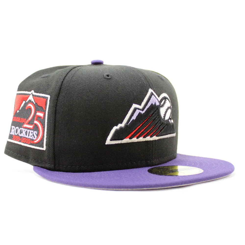 Colorado Rockies 25TH Anniversary New Era 59Fifty Fitted Hat V2 (Glow in the Dark Black Purple Grey Under Brim)