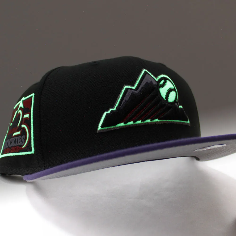 Colorado Rockies 25TH Anniversary New Era 59Fifty Fitted Hat V2 (Glow in the Dark Black Purple Grey Under Brim)