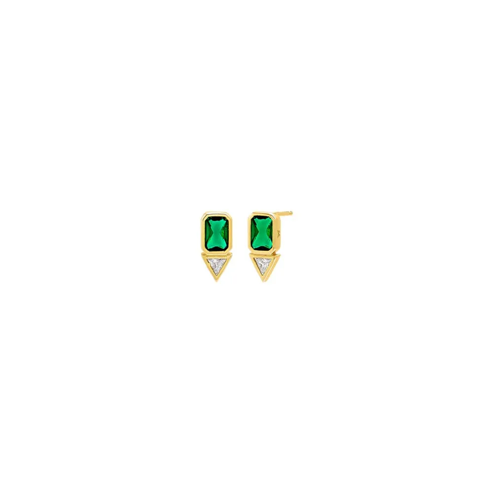 Colored  Mixed Shape Bezel Stud Earring