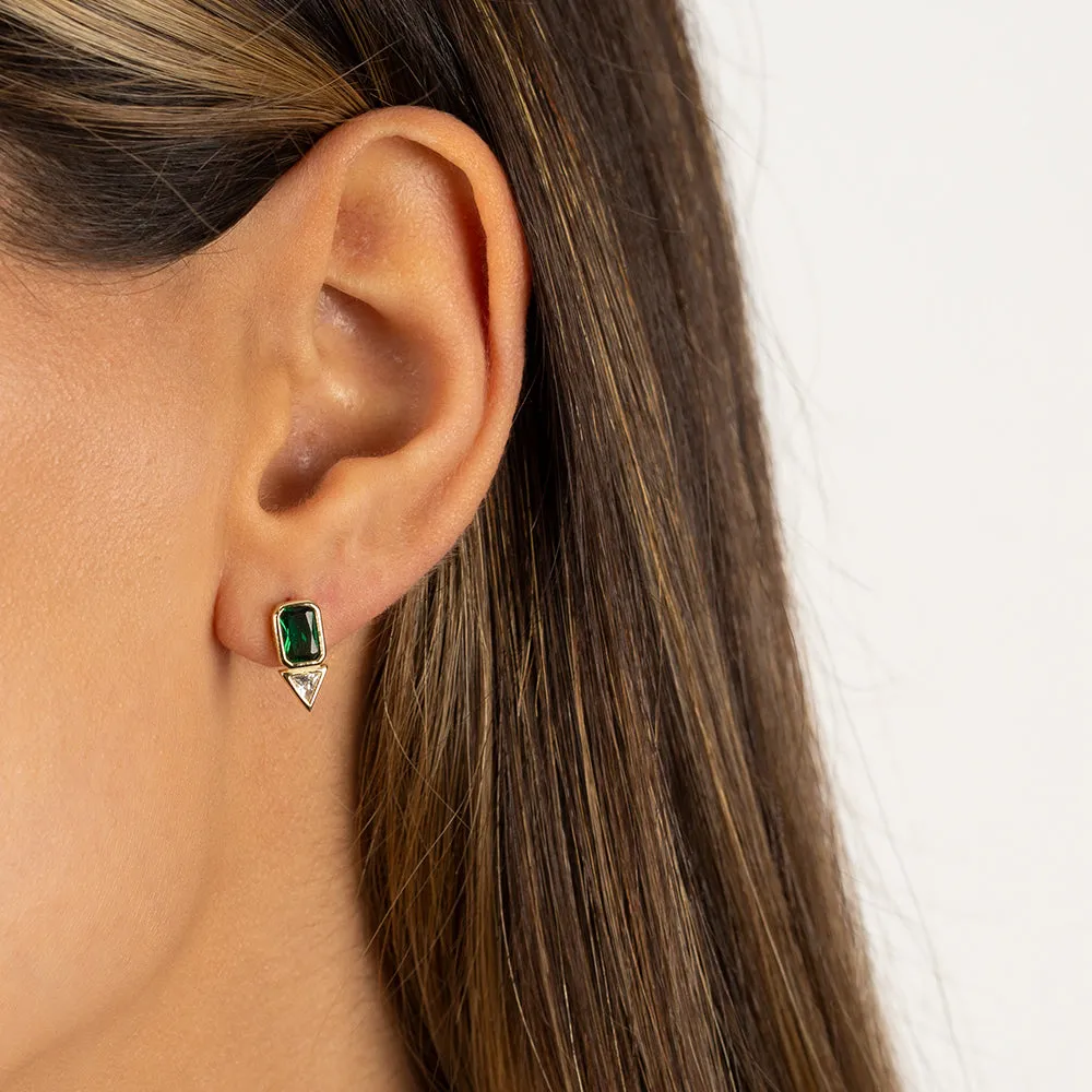 Colored  Mixed Shape Bezel Stud Earring