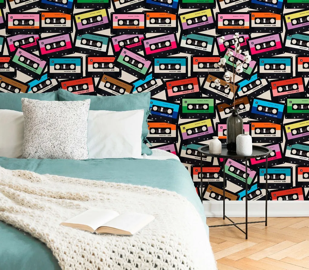Coloured Cassette Wallpaper Mural