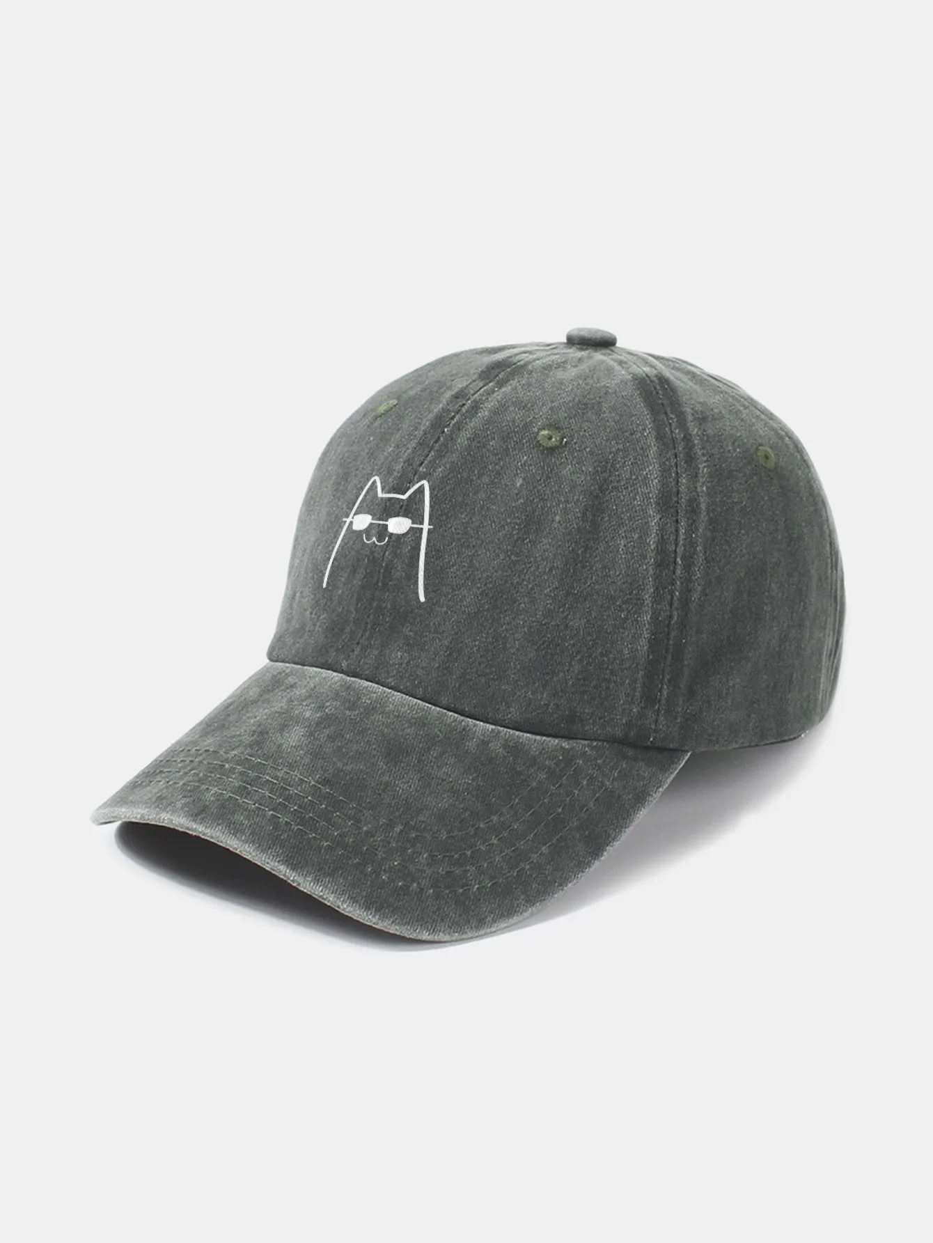 Corak Catlasses Cat Cat Classic Retro Dibasuh Cap Baseball Kapas Tertekan