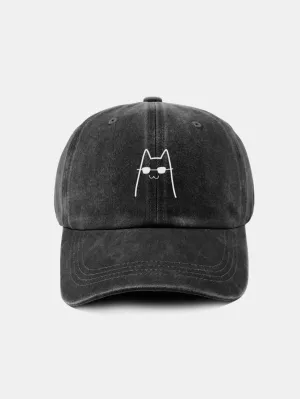 Corak Catlasses Cat Cat Classic Retro Dibasuh Cap Baseball Kapas Tertekan