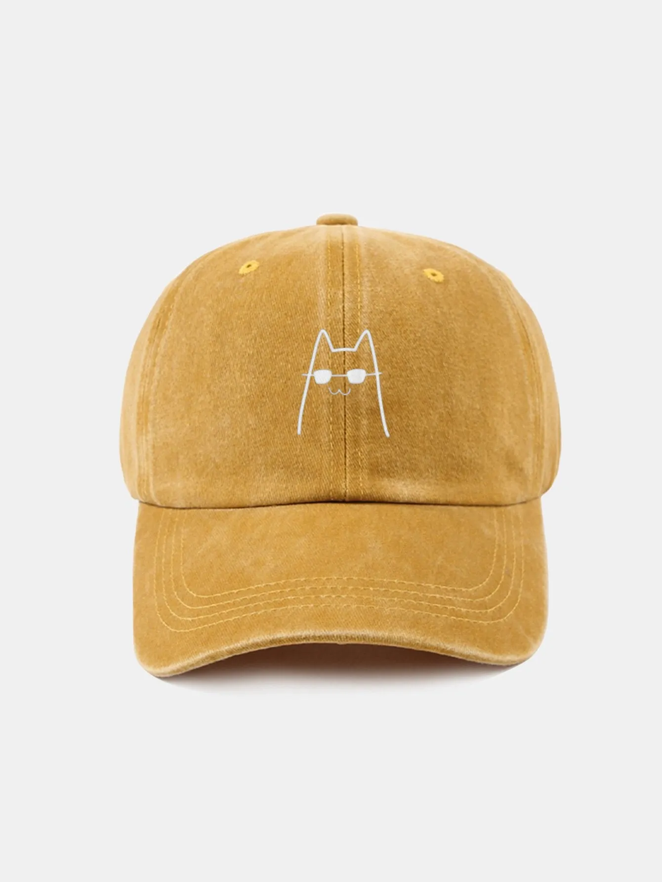 Corak Catlasses Cat Cat Classic Retro Dibasuh Cap Baseball Kapas Tertekan