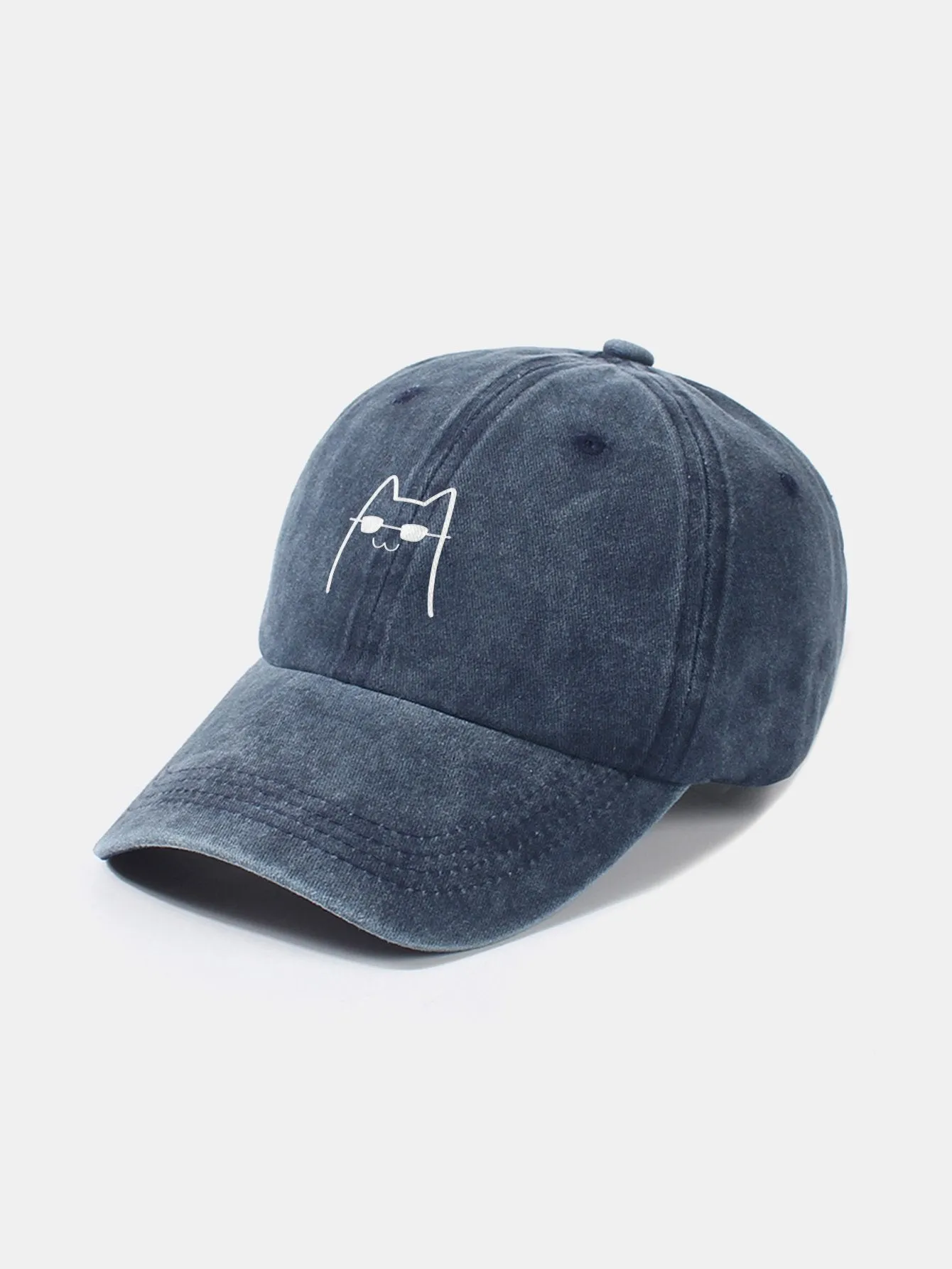 Corak Catlasses Cat Cat Classic Retro Dibasuh Cap Baseball Kapas Tertekan