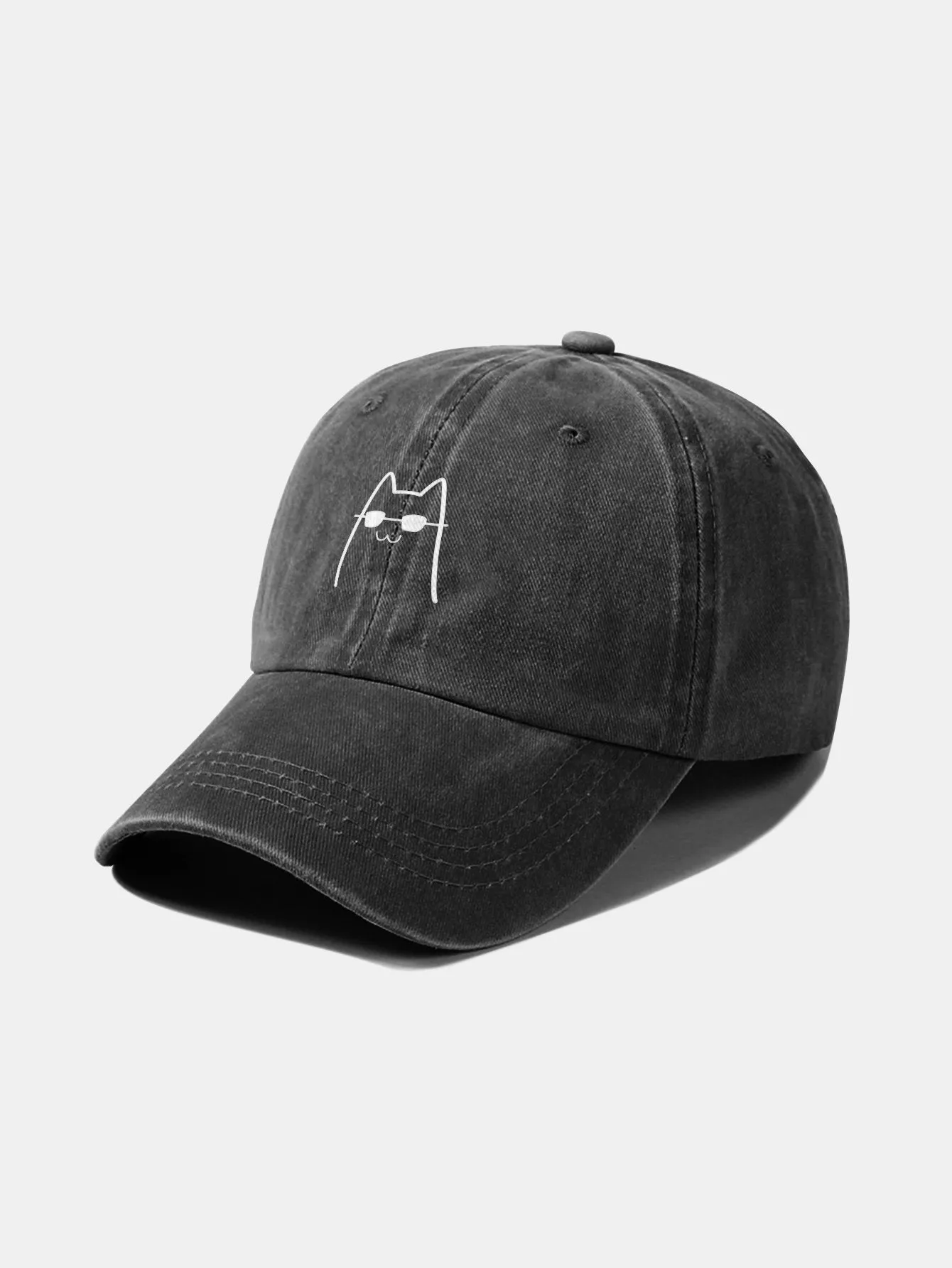 Corak Catlasses Cat Cat Classic Retro Dibasuh Cap Baseball Kapas Tertekan