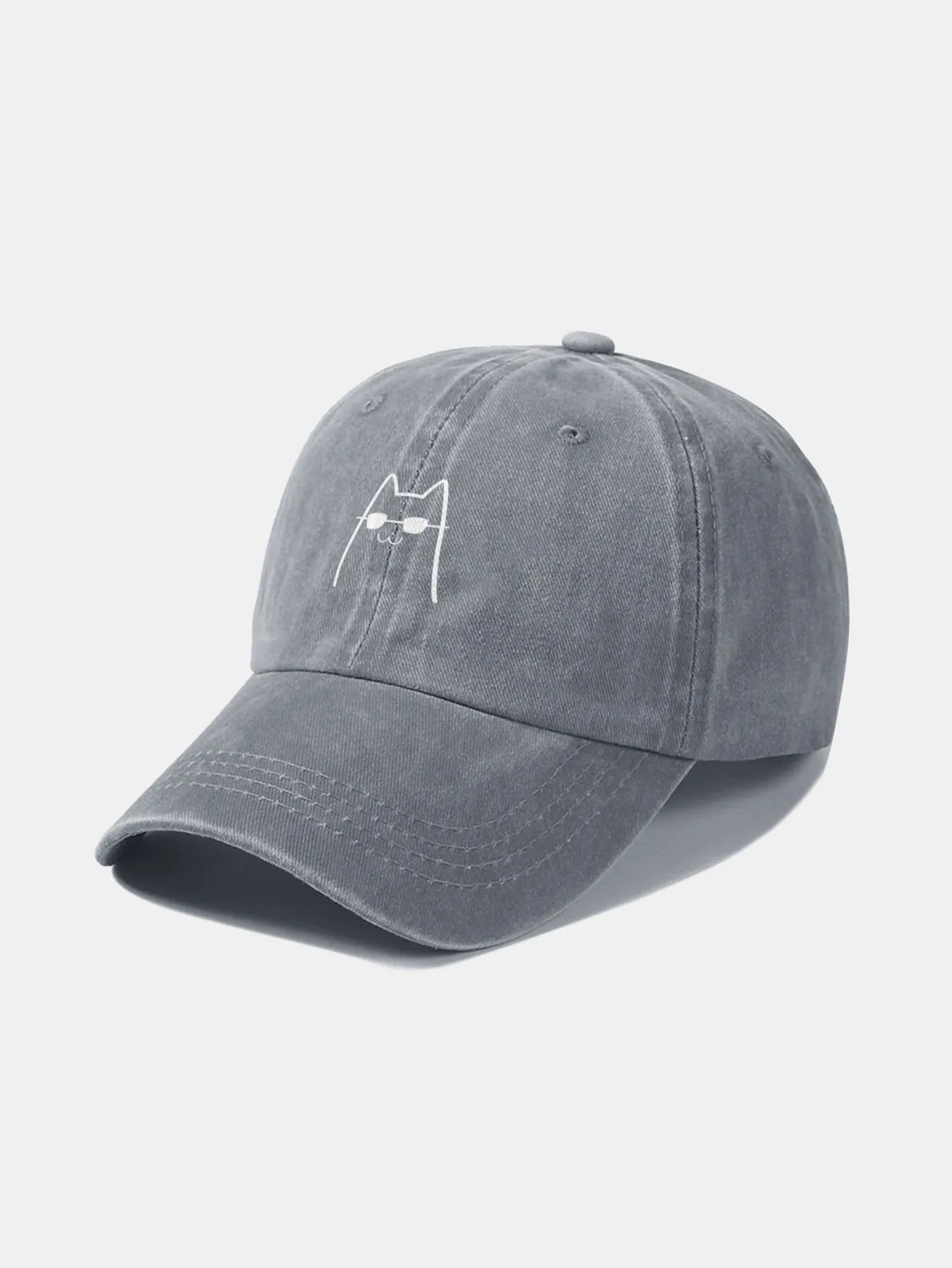 Corak Catlasses Cat Cat Classic Retro Dibasuh Cap Baseball Kapas Tertekan