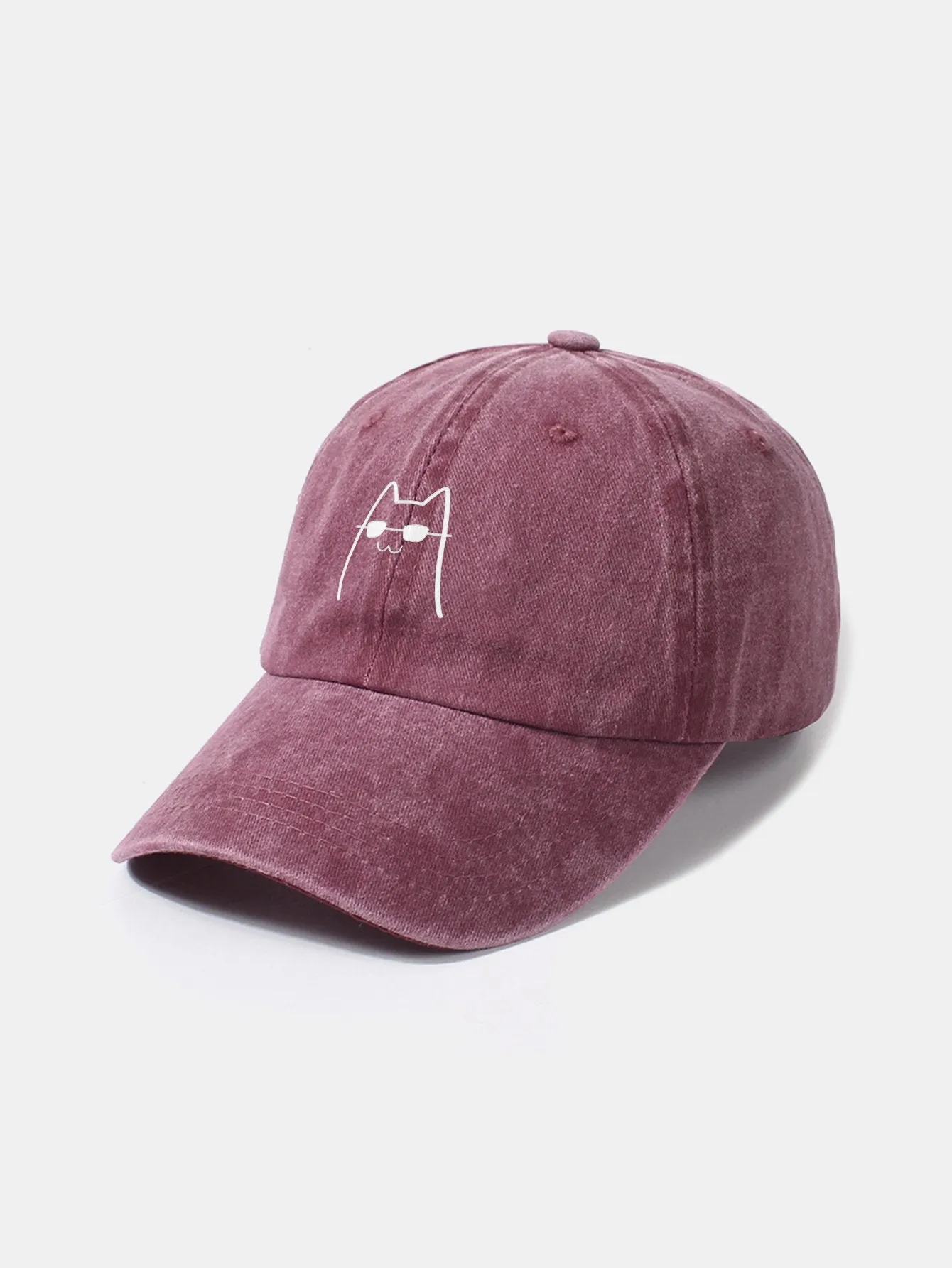 Corak Catlasses Cat Cat Classic Retro Dibasuh Cap Baseball Kapas Tertekan