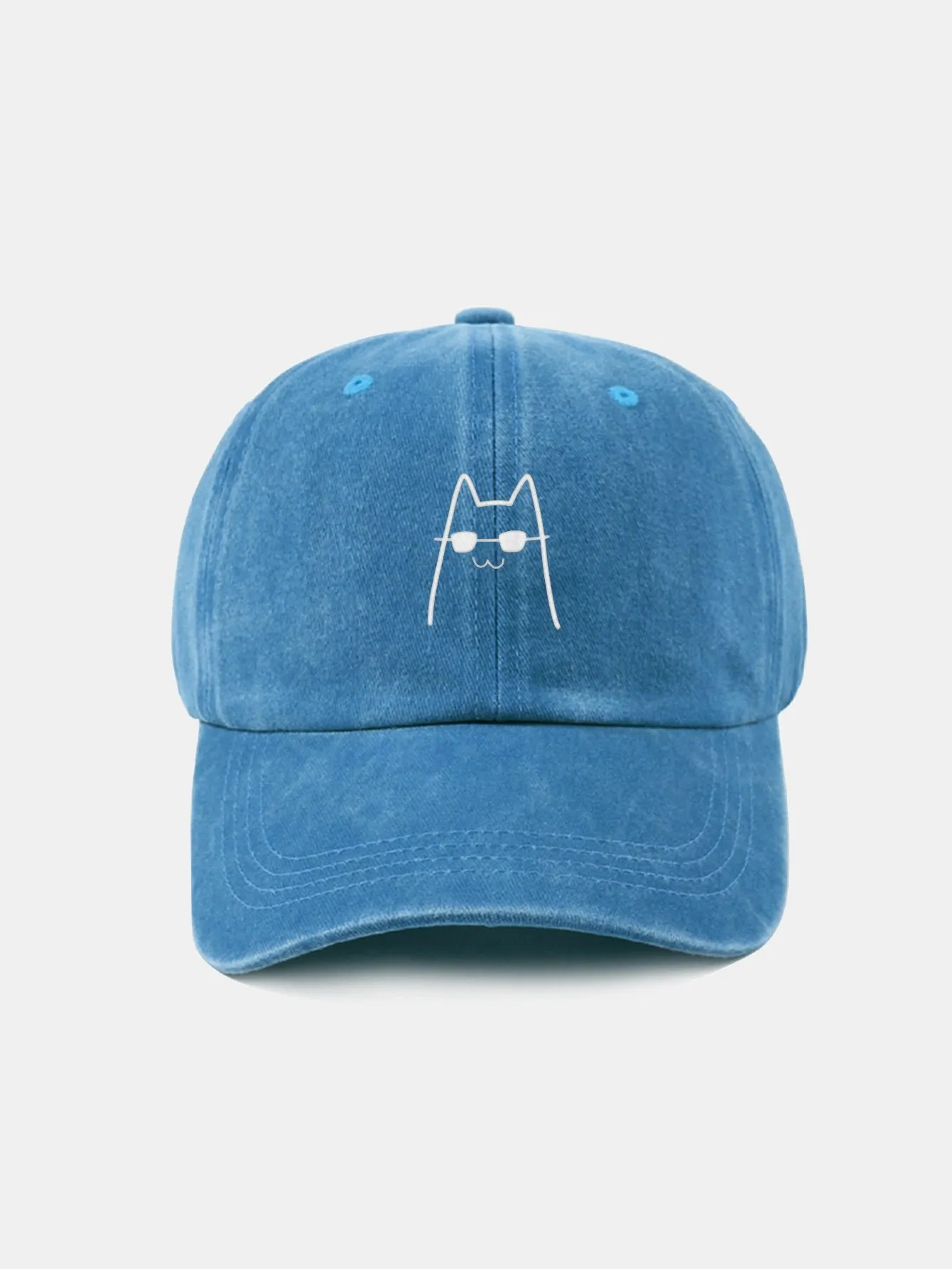 Corak Catlasses Cat Cat Classic Retro Dibasuh Cap Baseball Kapas Tertekan