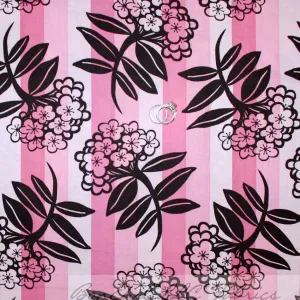 Cotton Fabric BTY Stripe Pink Rose Flower Garden Bohemian