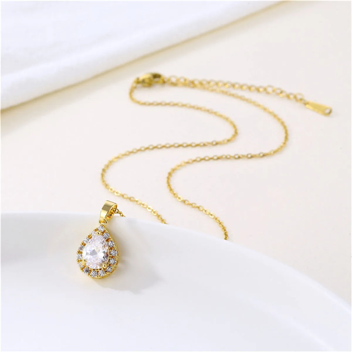 Crystal & Cubic Zirconia 18K Gold-Plated Teardrop Pendant Necklace