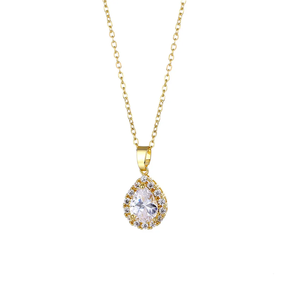 Crystal & Cubic Zirconia 18K Gold-Plated Teardrop Pendant Necklace