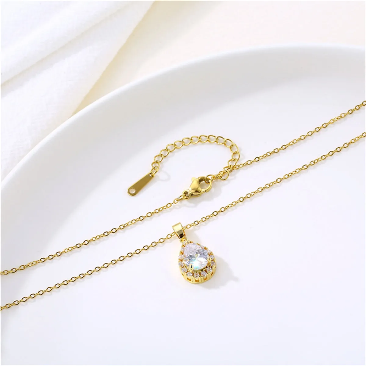 Crystal & Cubic Zirconia 18K Gold-Plated Teardrop Pendant Necklace