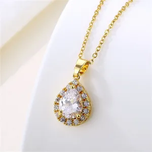 Crystal & Cubic Zirconia 18K Gold-Plated Teardrop Pendant Necklace