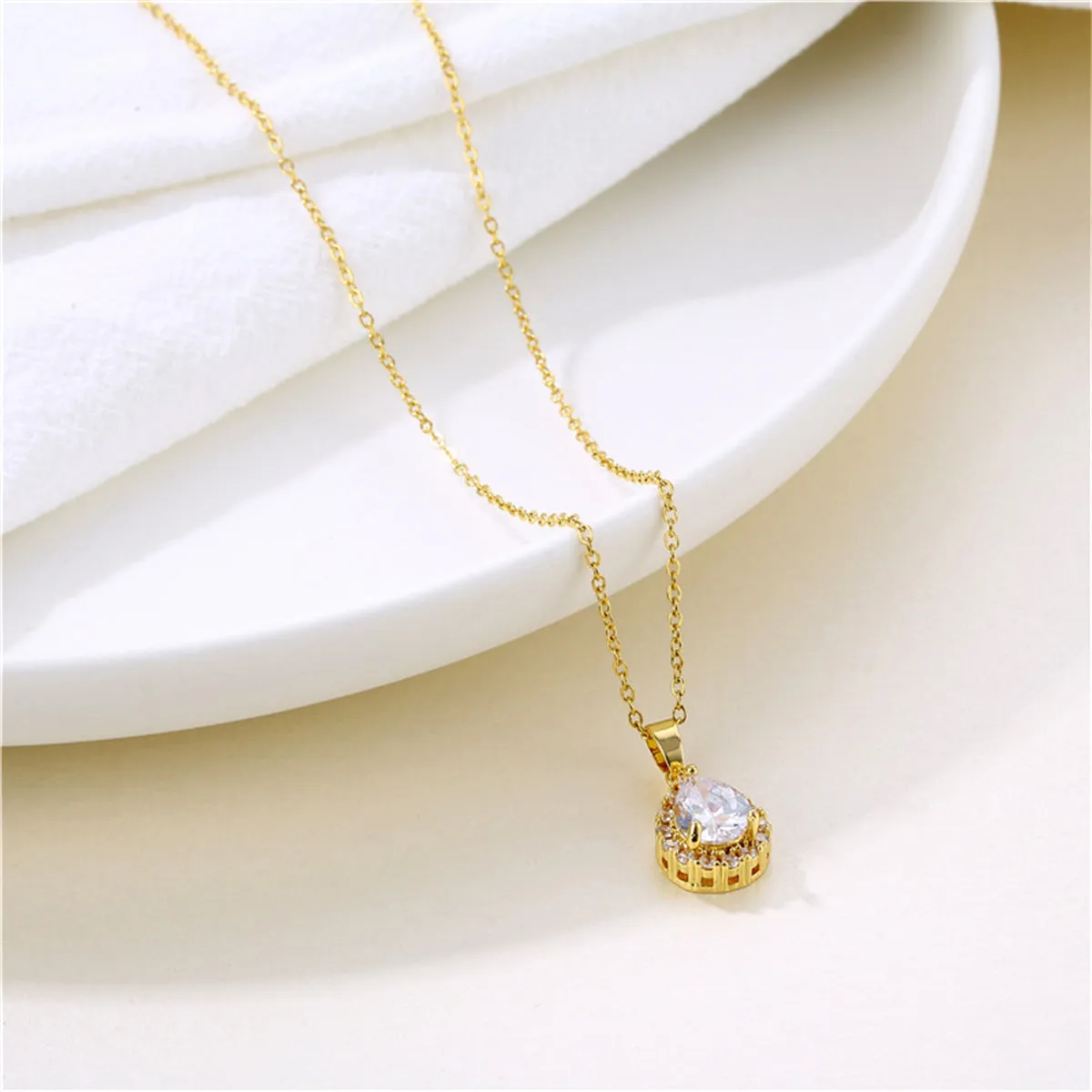 Crystal & Cubic Zirconia 18K Gold-Plated Teardrop Pendant Necklace