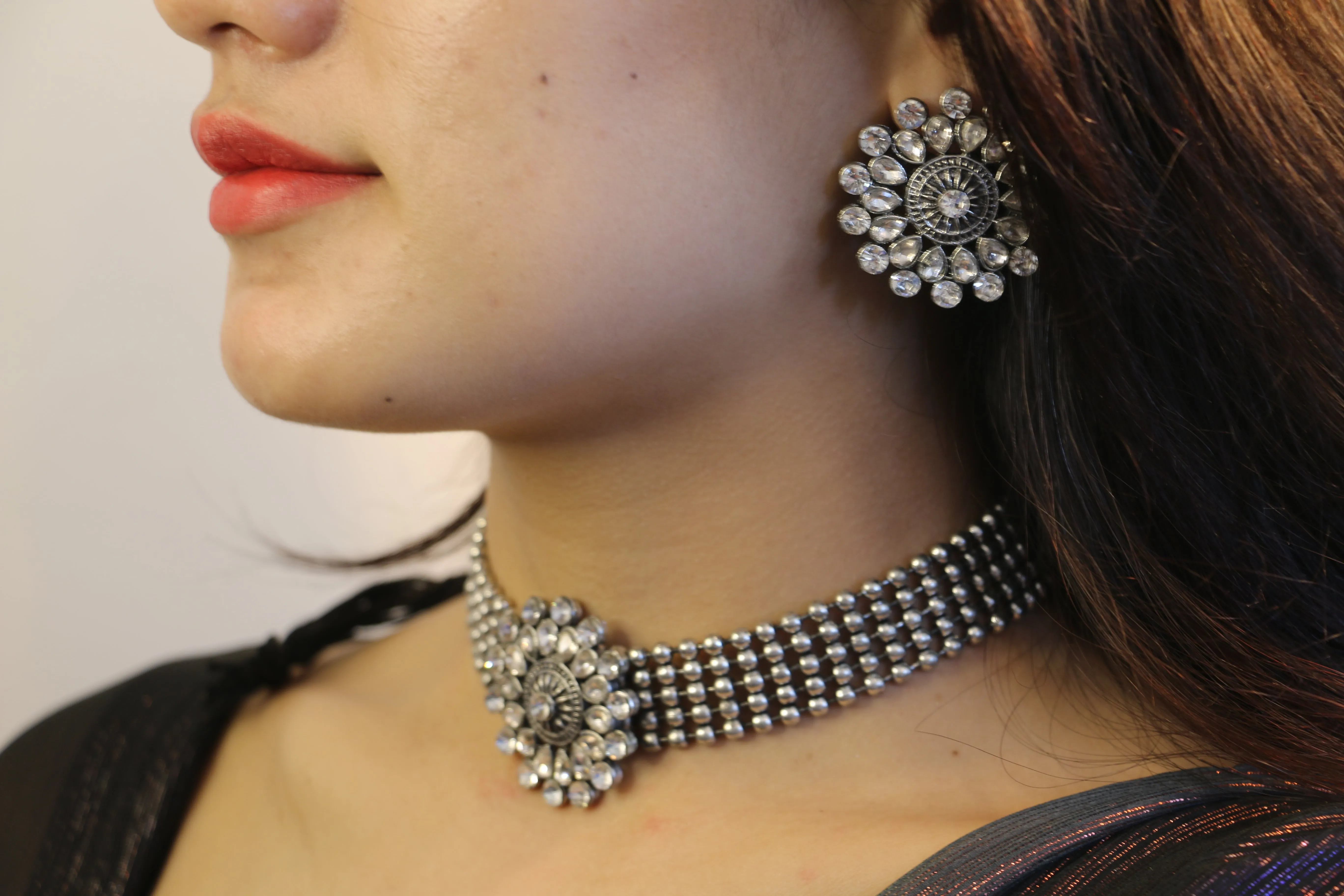 Crystal Bloom Choker Set