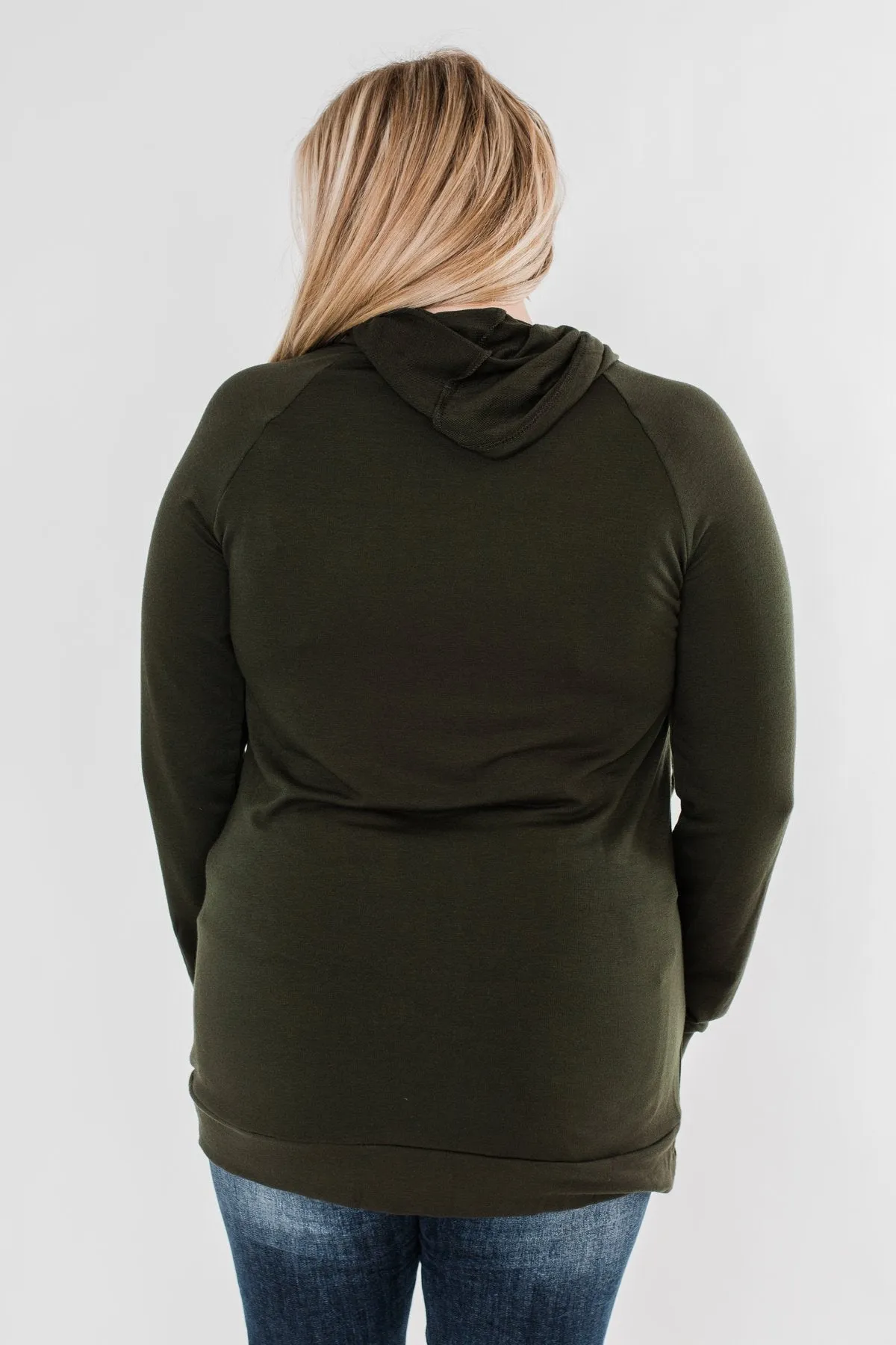Cute & Casual Cowl Neck Pullover- Dark Olive