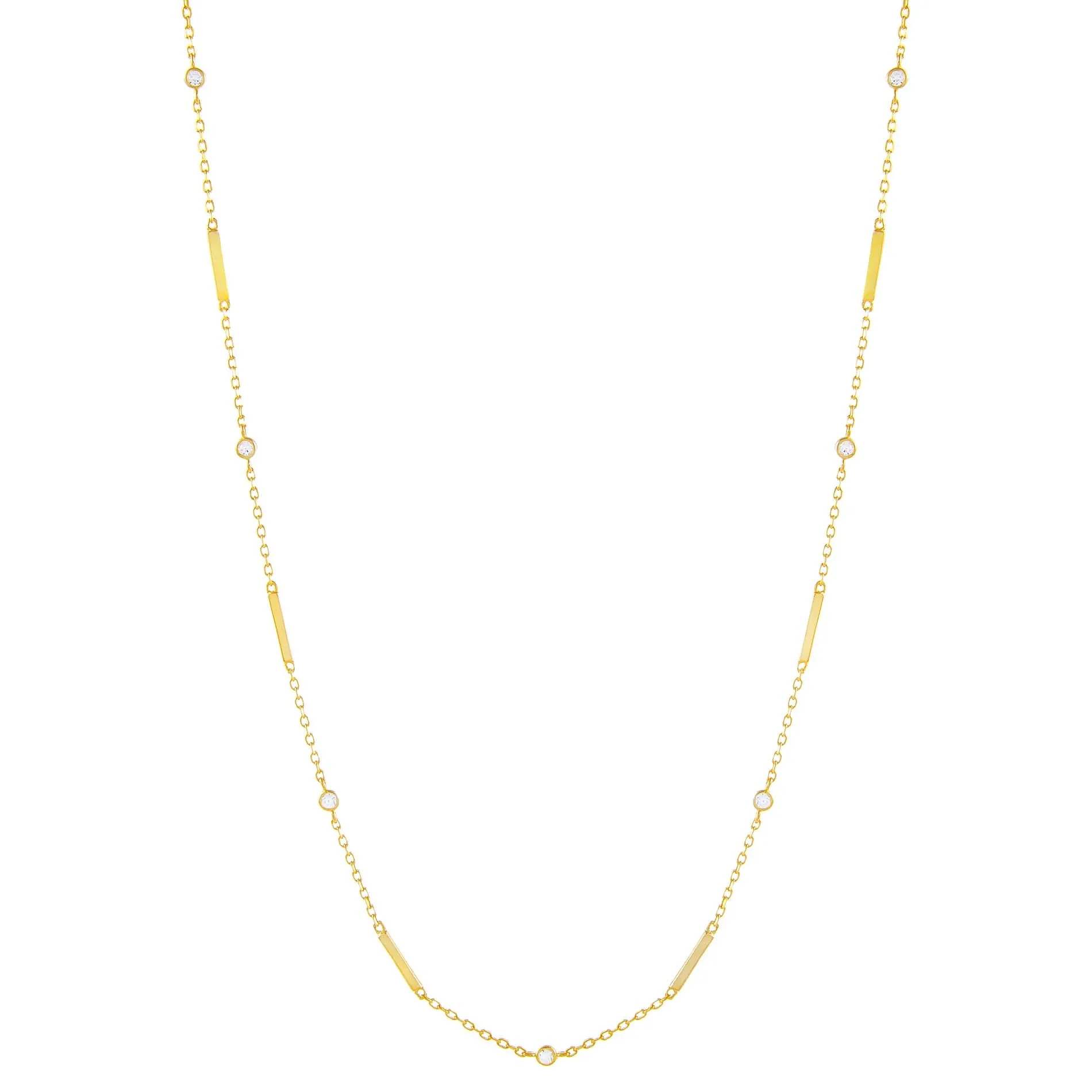 CZ Bezel Bar Necklace