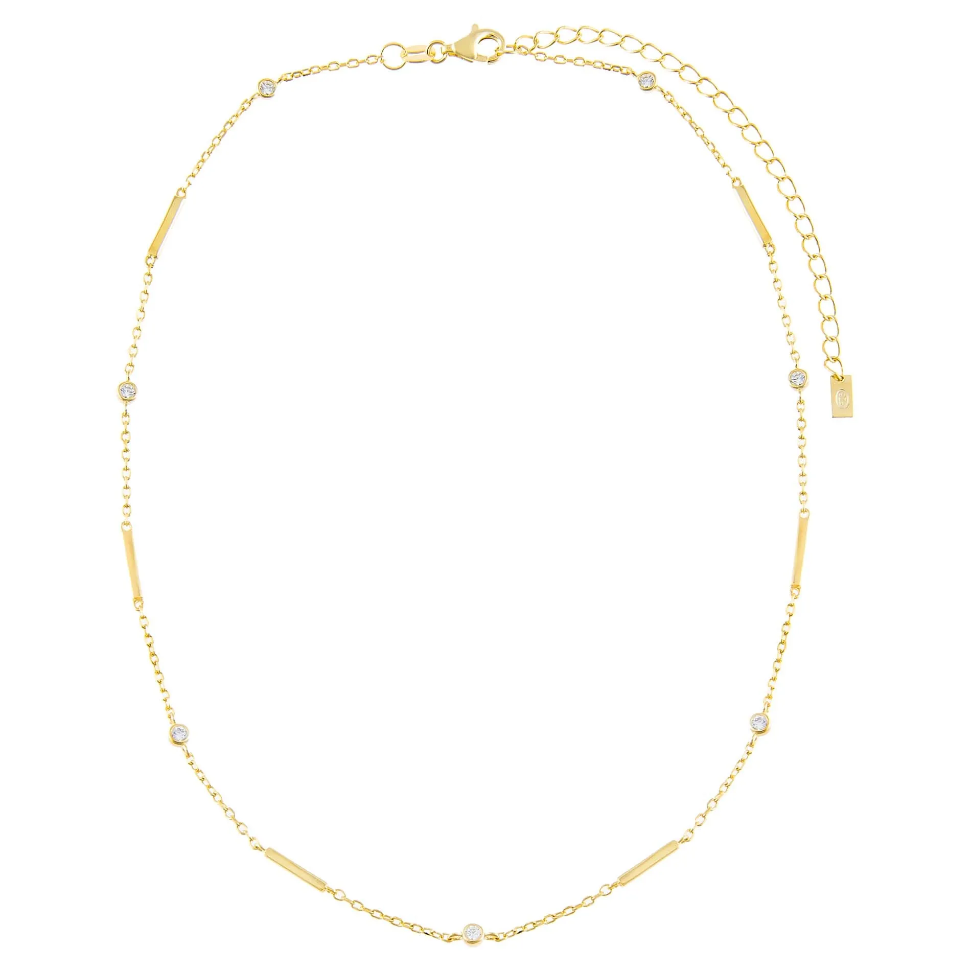CZ Bezel Bar Necklace