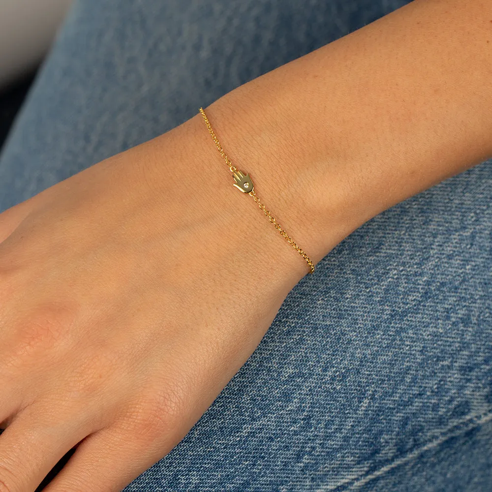 CZ Bezel Hamsa Bracelet