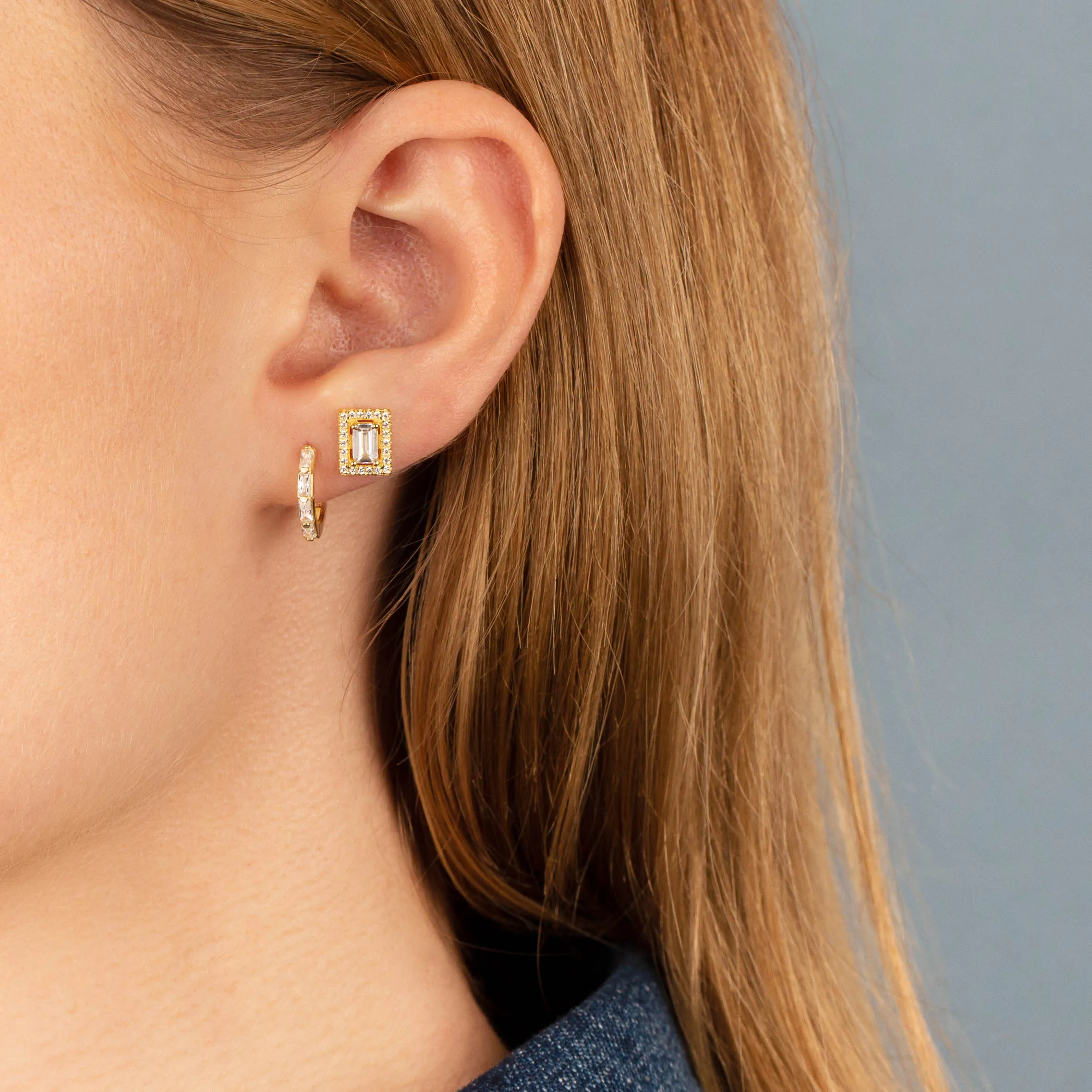 CZ Multi Baguette Huggie Earring
