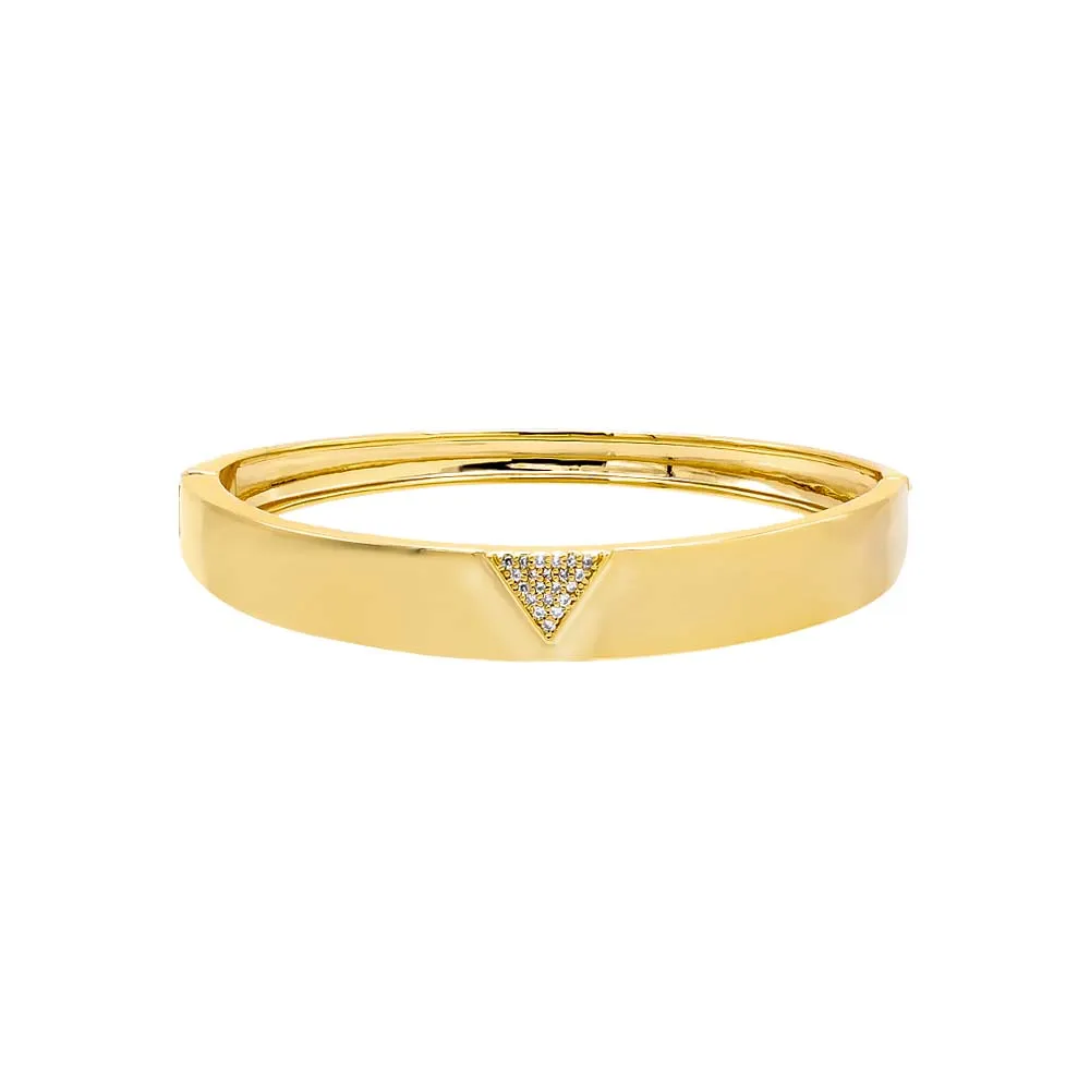 CZ Pave Triangle Wide Bangle Bracelet