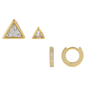 CZ Triangle Earring Combo Set