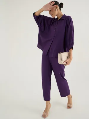 Deep Purple Kimono Sleeve Shirt Co-Ord Set